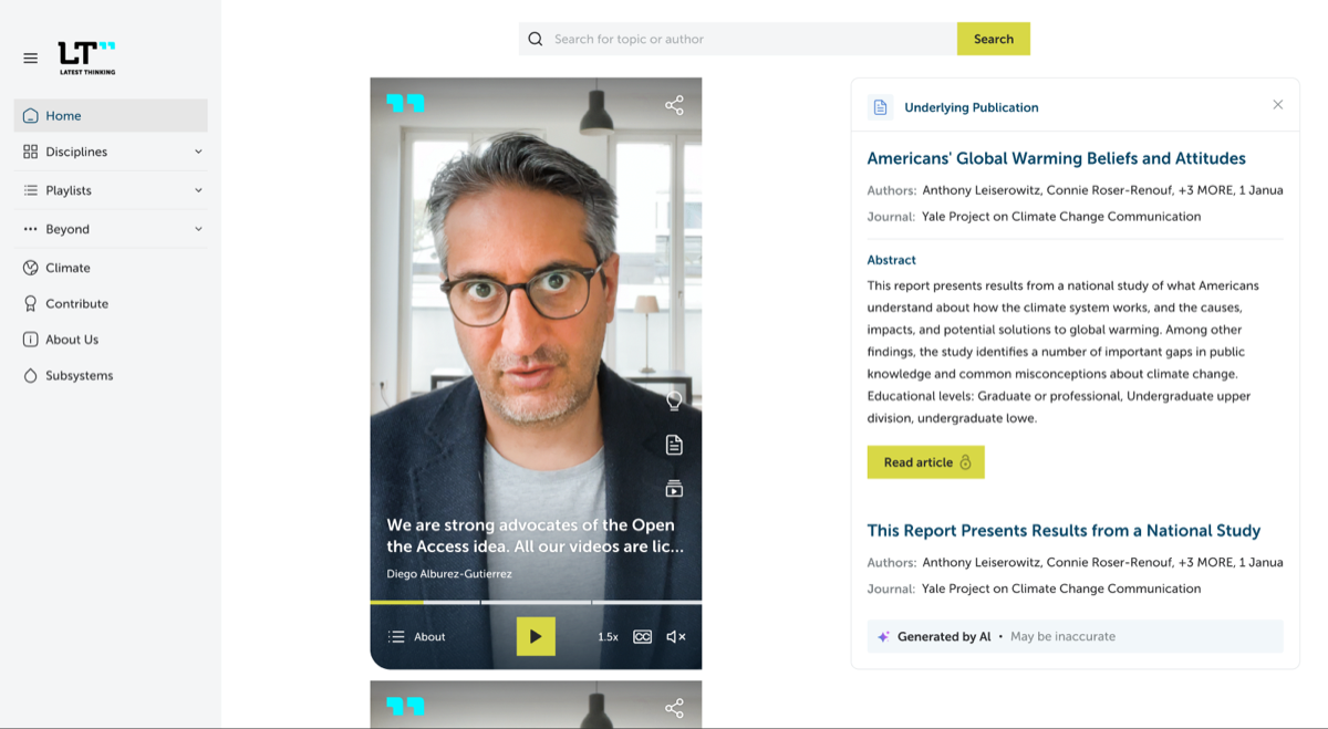 Desktop underlying publication view with the external publication download button